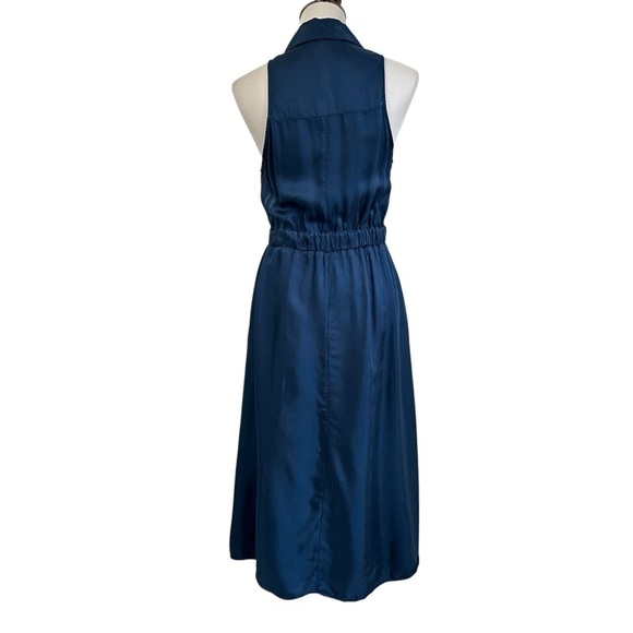 CINQ A SEPT  Womens Joyce Sleeveless Tie Waist Satin Midi Dress Sz 4 Button Up - Picture 3 of 16